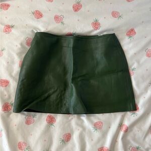 Green Leather Mini Skort
